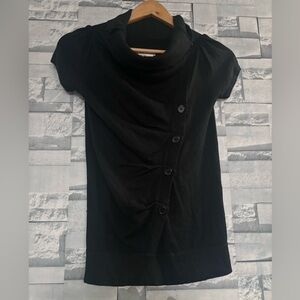 Pink Rose Black Button-Down Women's Top